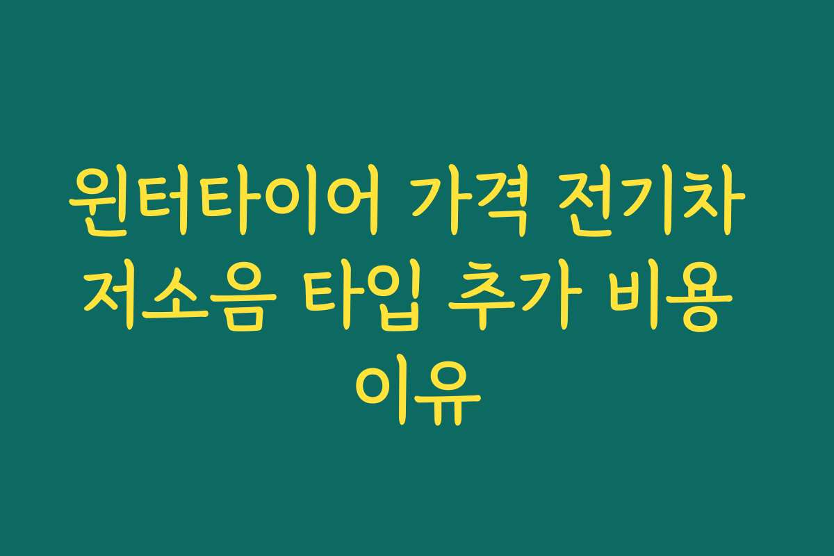 윈터타이어 가격 전기차 저소음 타입 추가 비용 이유