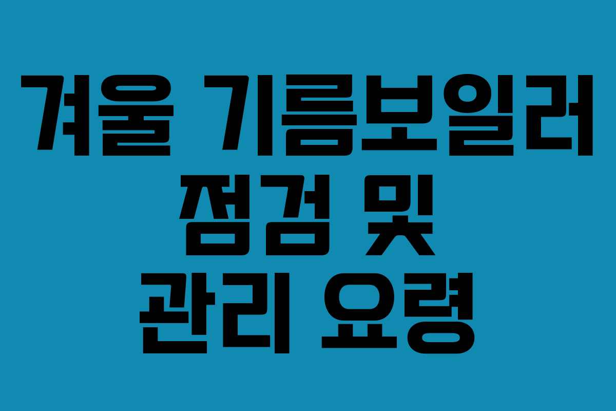 겨울 기름보일러 점검 및 관리 요령 겨울 기름보일러 점검 및 관리 요령
