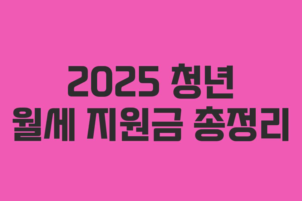 2025 청년 월세 지원금 총정리