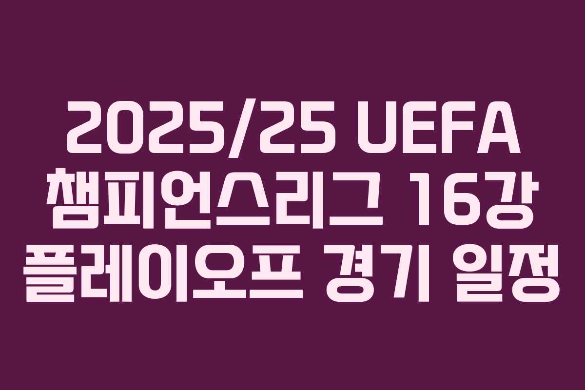 2025/25 UEFA 챔피언스리그 16강 플레이오프 경기 일정