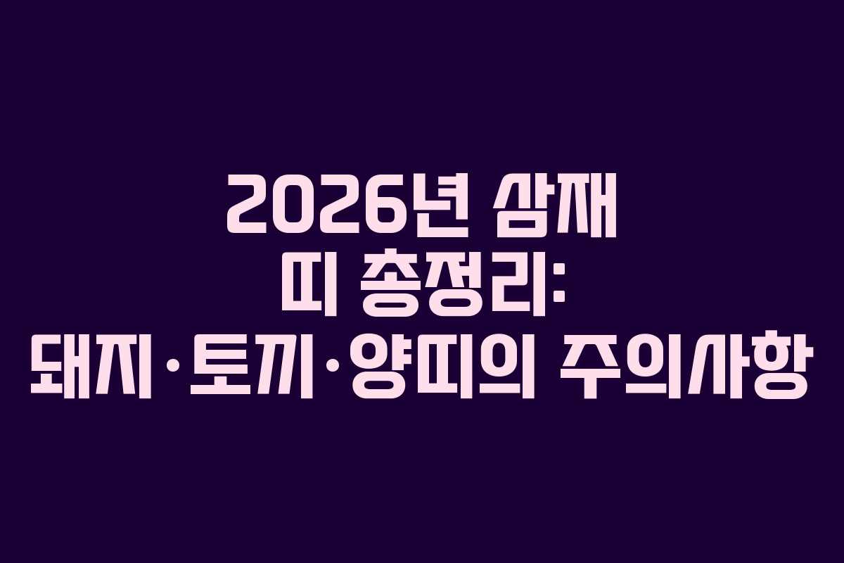 2026년 삼재 띠 총정리: 돼지·토끼·양띠의 주의사항