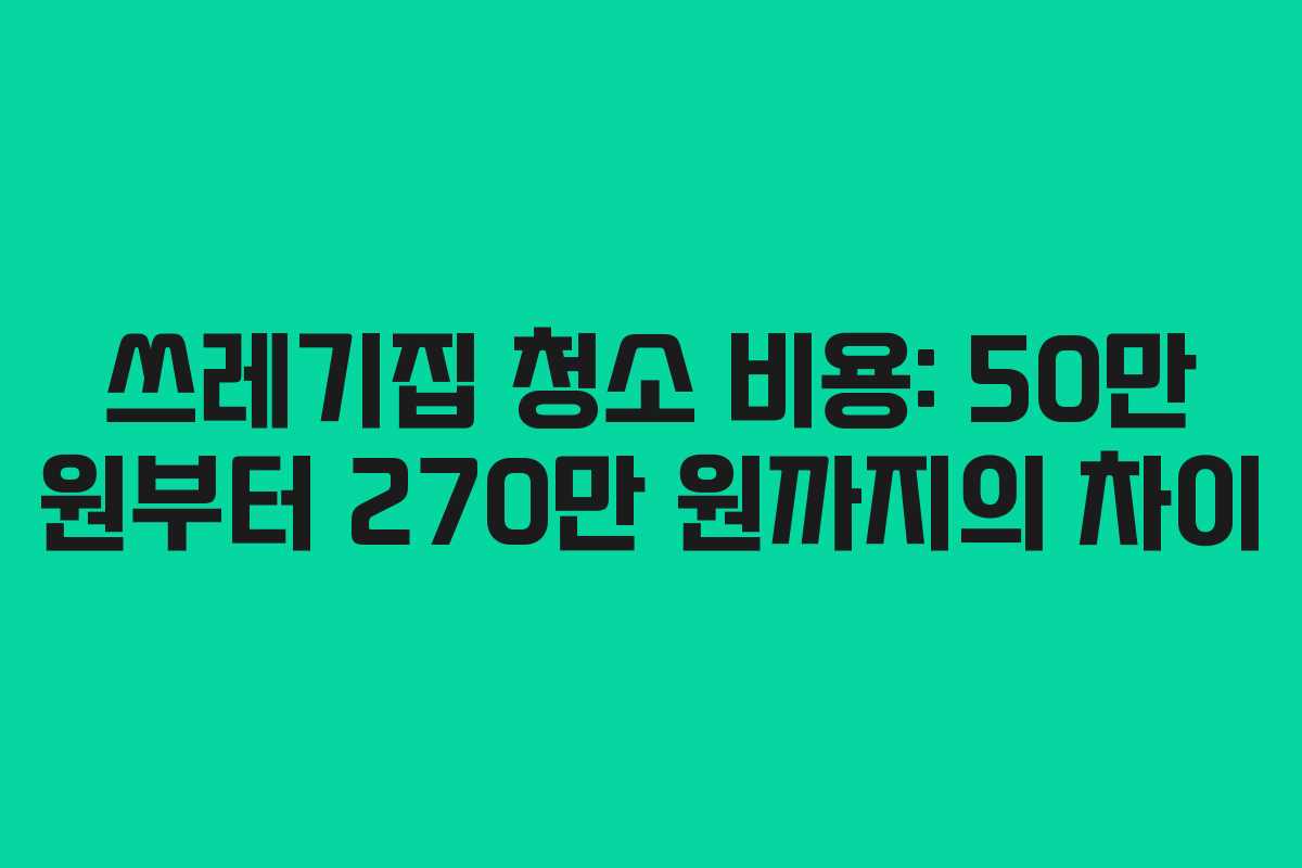 쓰레기집 청소 비용: 50만 원부터 270만 원까지의 차이