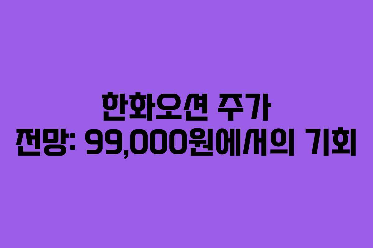 한화오션 주가 전망: 99,000원에서의 기회