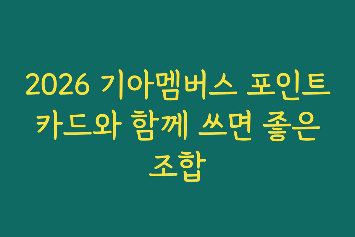 2026 기아멤버스 포인트 카드와 함께 쓰면 좋은 조합