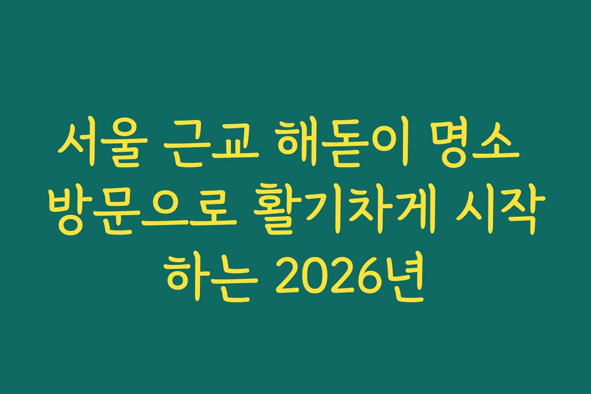 서울 근교 해돋이 명소 방문으로 활기차게 시작하는 2026년