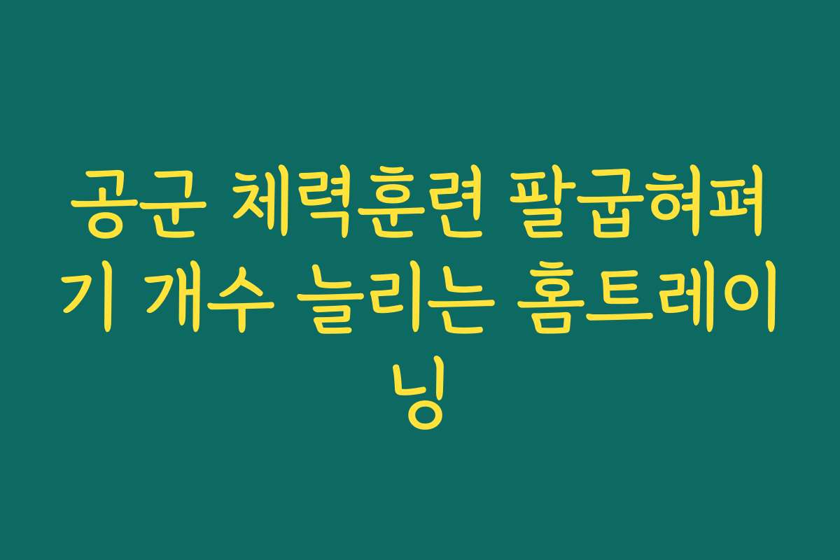 공군 체력훈련 팔굽혀펴기 개수 늘리는 홈트레이닝