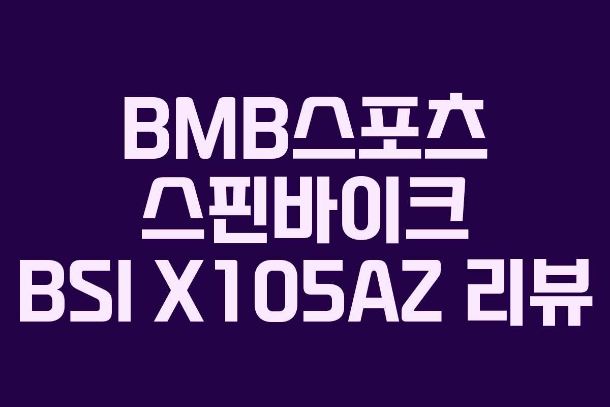 BMB스포츠 스핀바이크 BSI X105AZ 리뷰