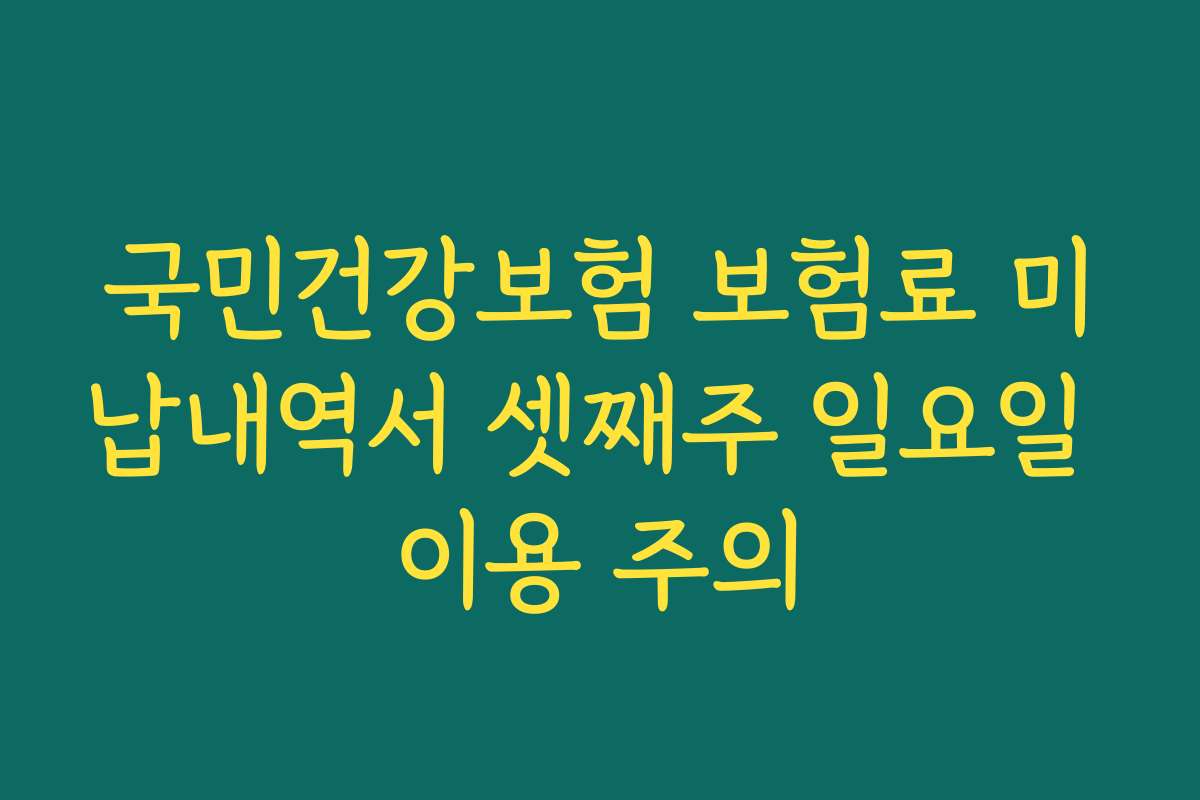 국민건강보험 보험료 미납내역서 셋째주 일요일 이용 주의