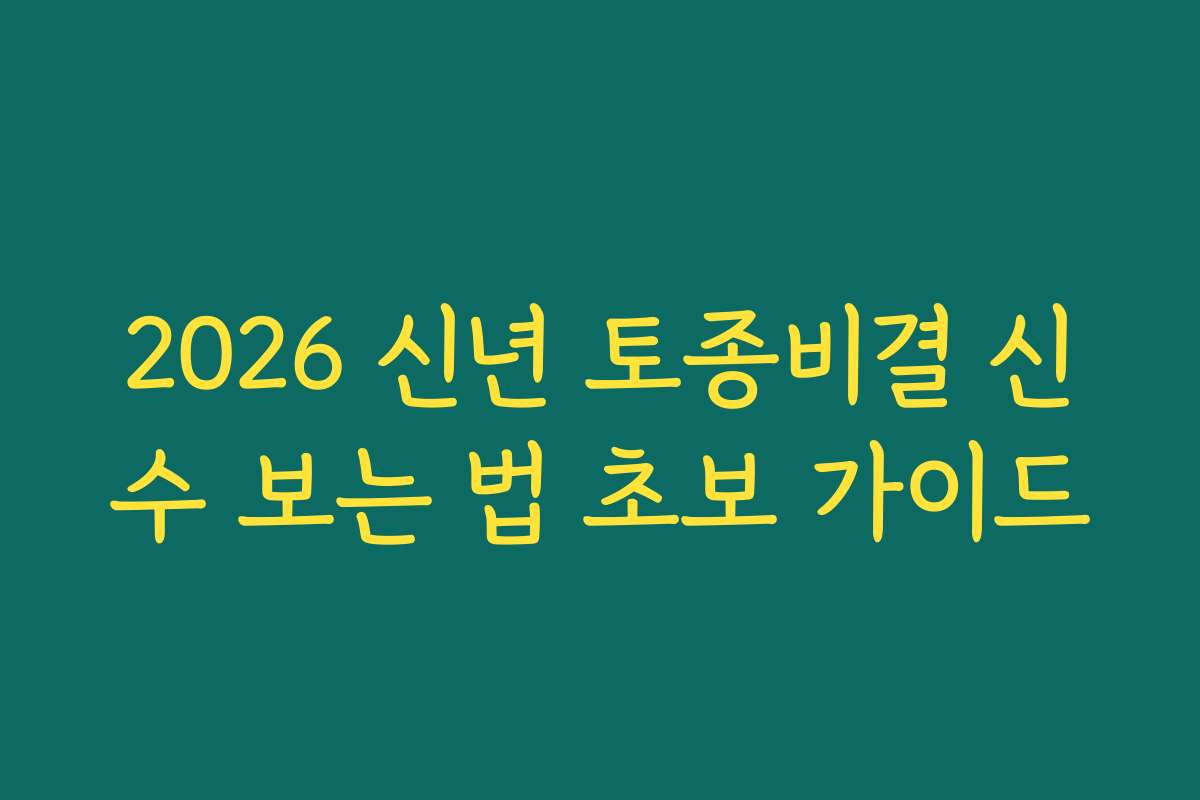 2026 신년 토종비결 신수 보는 법 초보 가이드