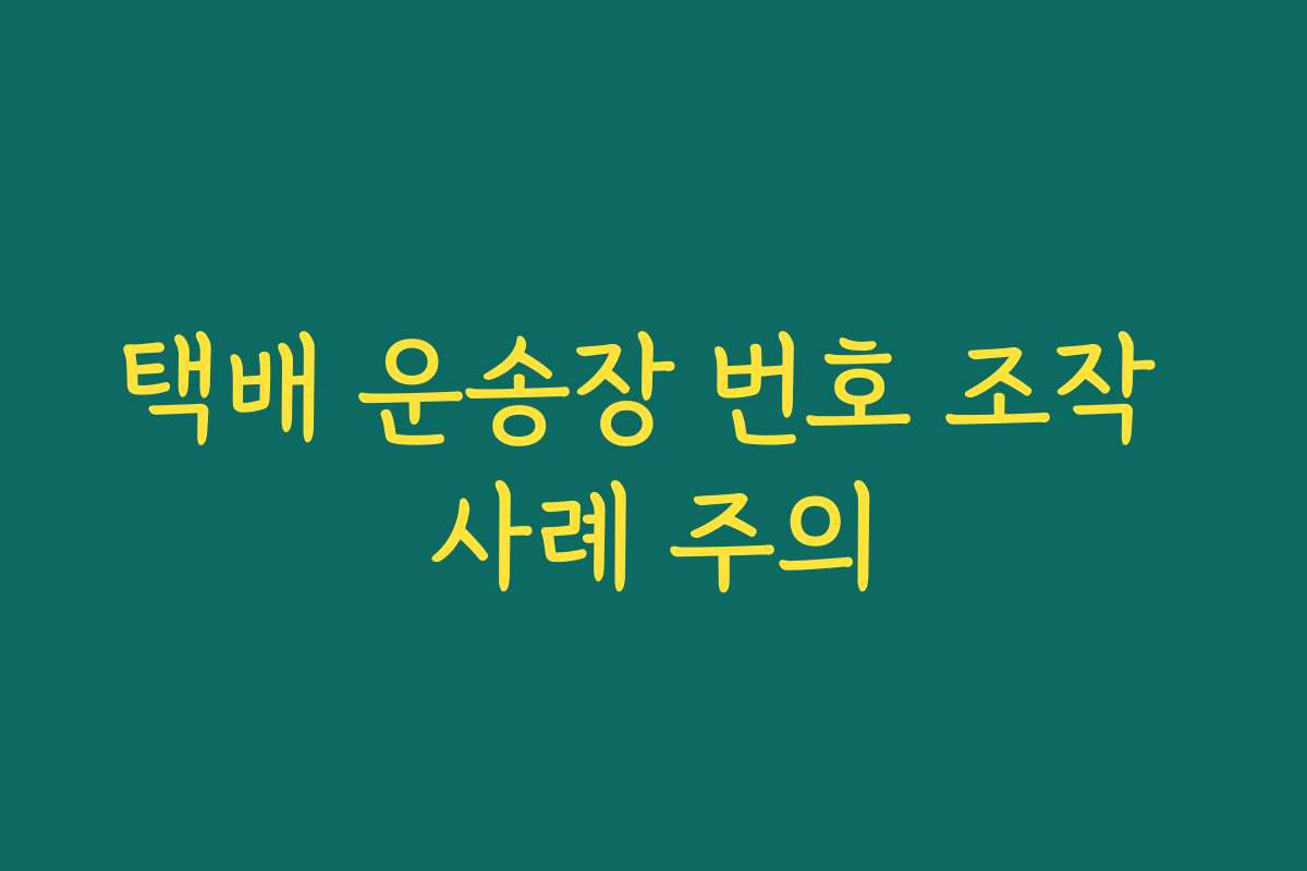 택배 운송장 번호 조작 사례 주의