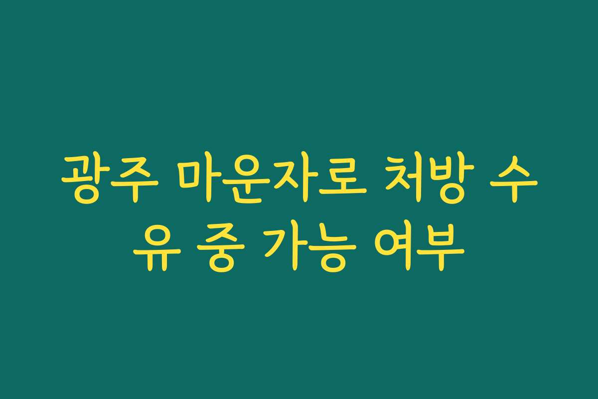 광주 마운자로 처방 수유 중 가능 여부