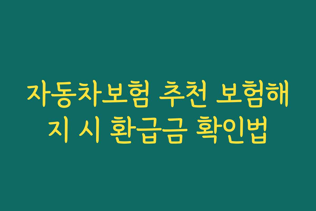 자동차보험 추천 보험해지 시 환급금 확인법