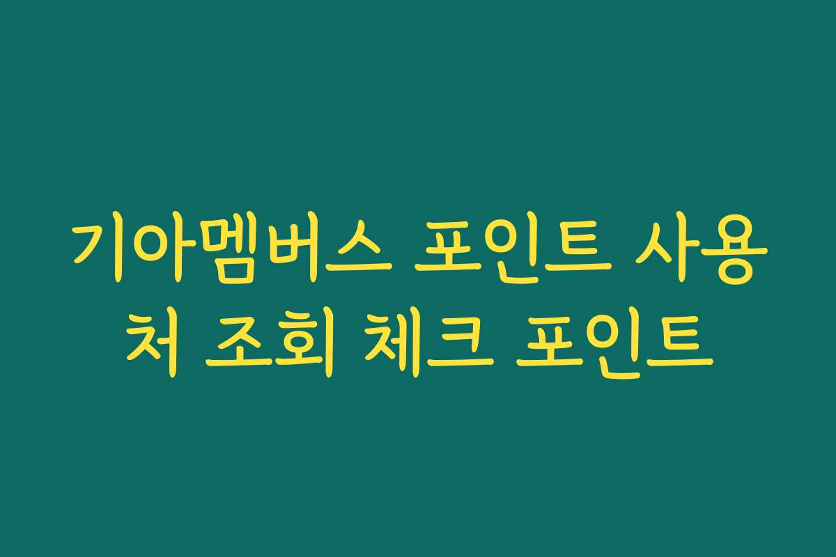 기아멤버스 포인트 사용처 조회 체크 포인트