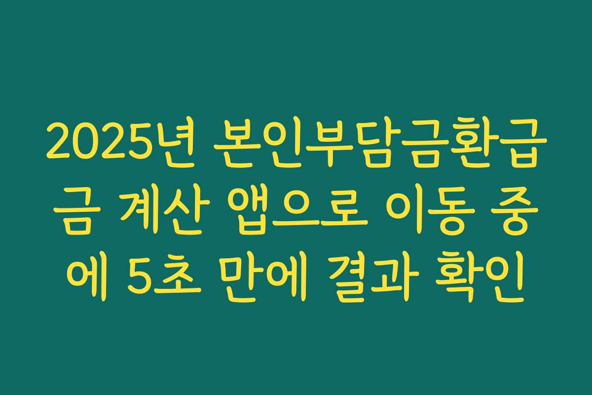 2025년 본인부담금환급금 계산 앱으로 이동 중에 5초 만에 결과 확인