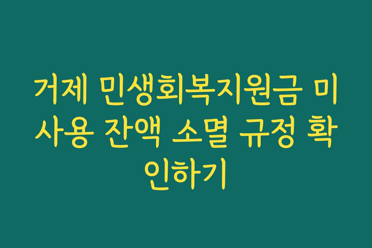 거제 민생회복지원금 미사용 잔액 소멸 규정 확인하기