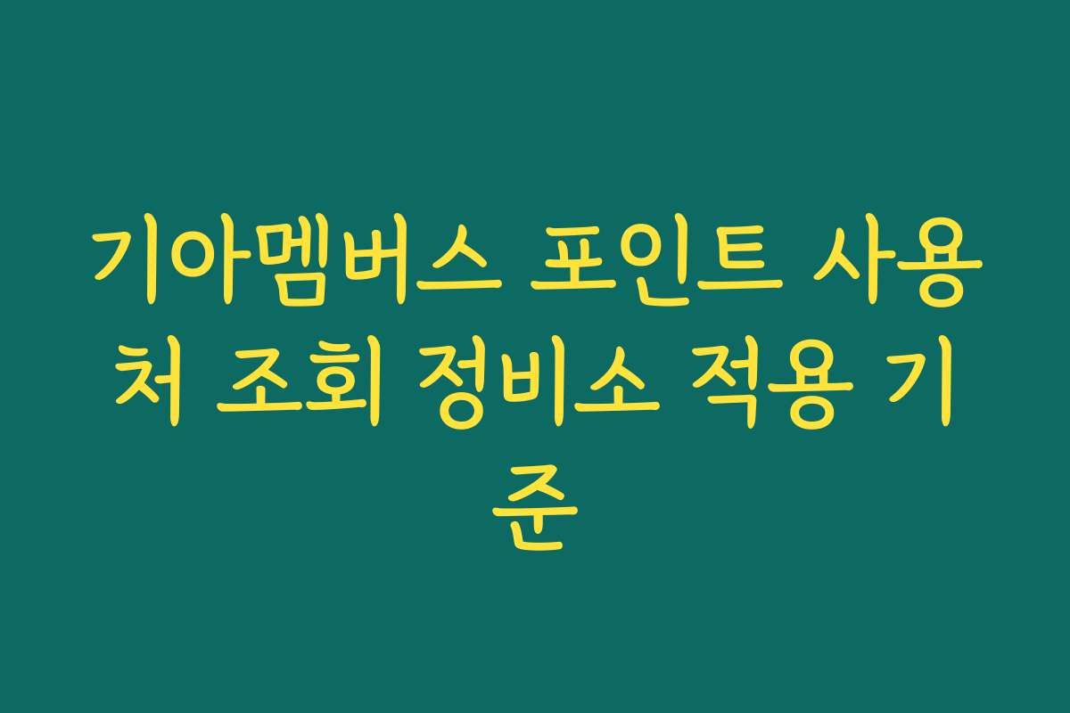 기아멤버스 포인트 사용처 조회 정비소 적용 기준