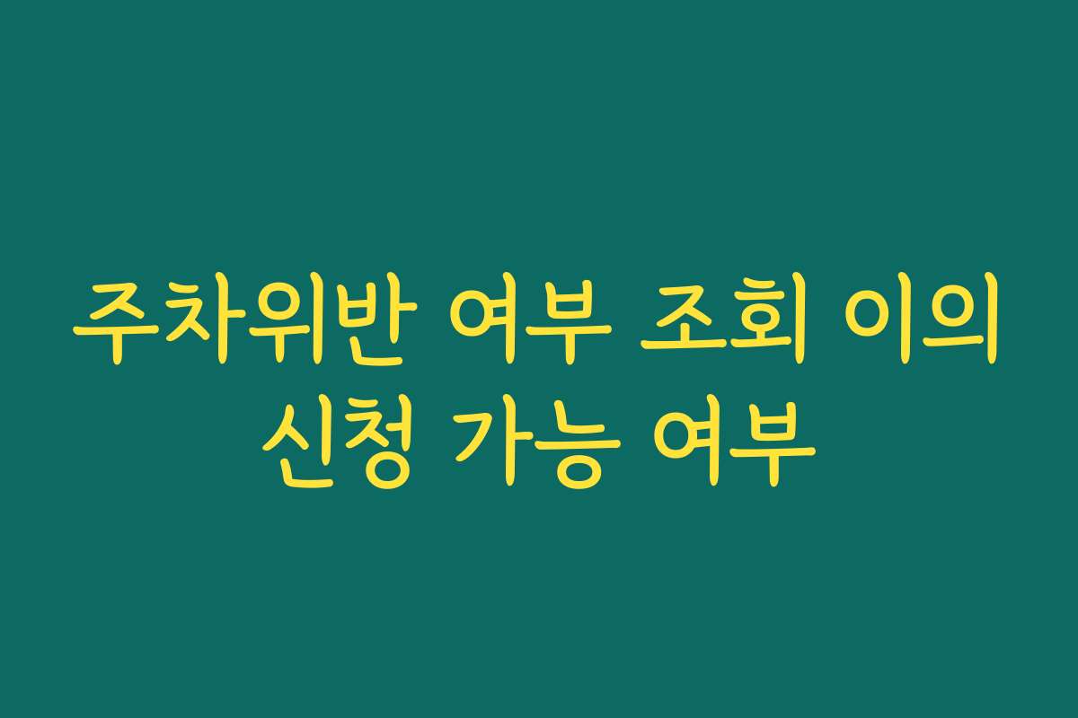 주차위반 여부 조회 이의신청 가능 여부