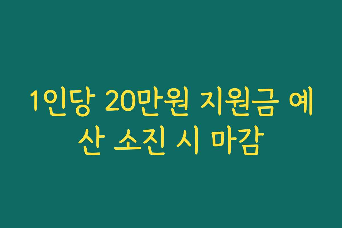 1인당 20만원 지원금 예산 소진 시 마감