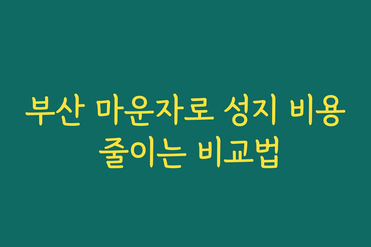 부산 마운자로 성지 비용 줄이는 비교법
