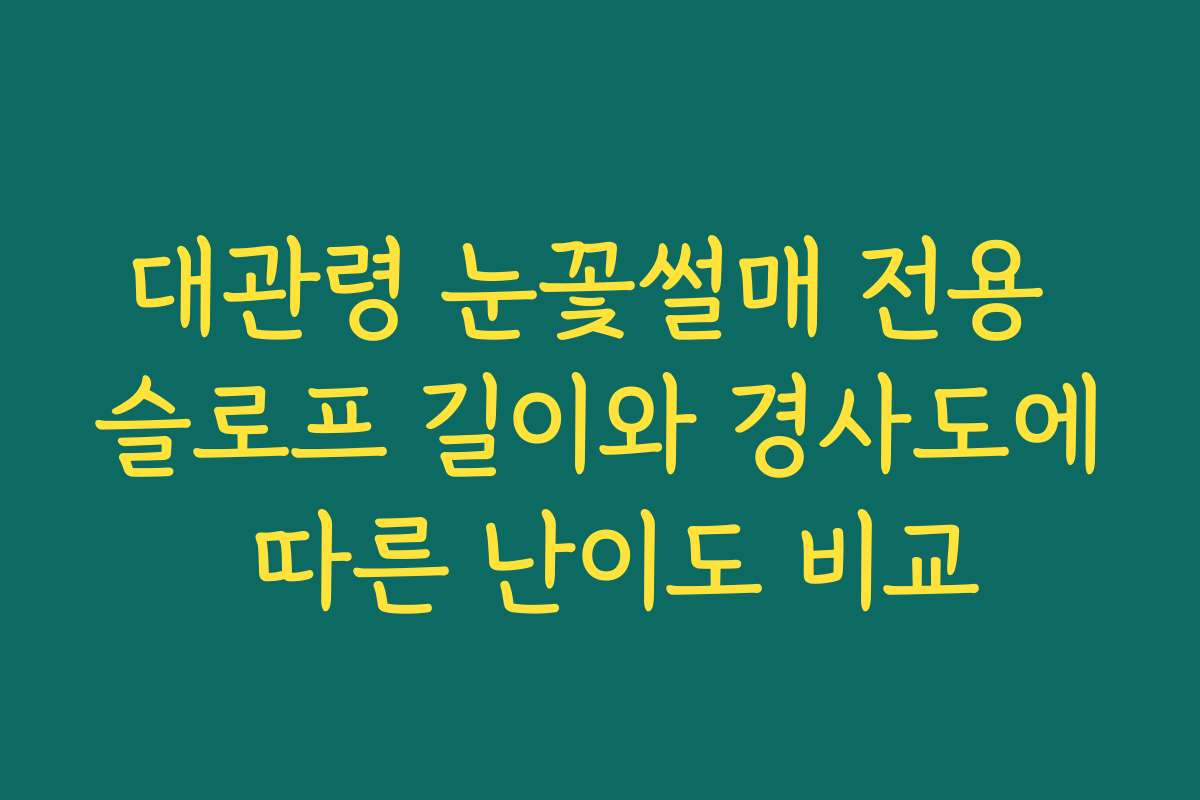 대관령 눈꽃썰매 전용 슬로프 길이와 경사도에 따른 난이도 비교