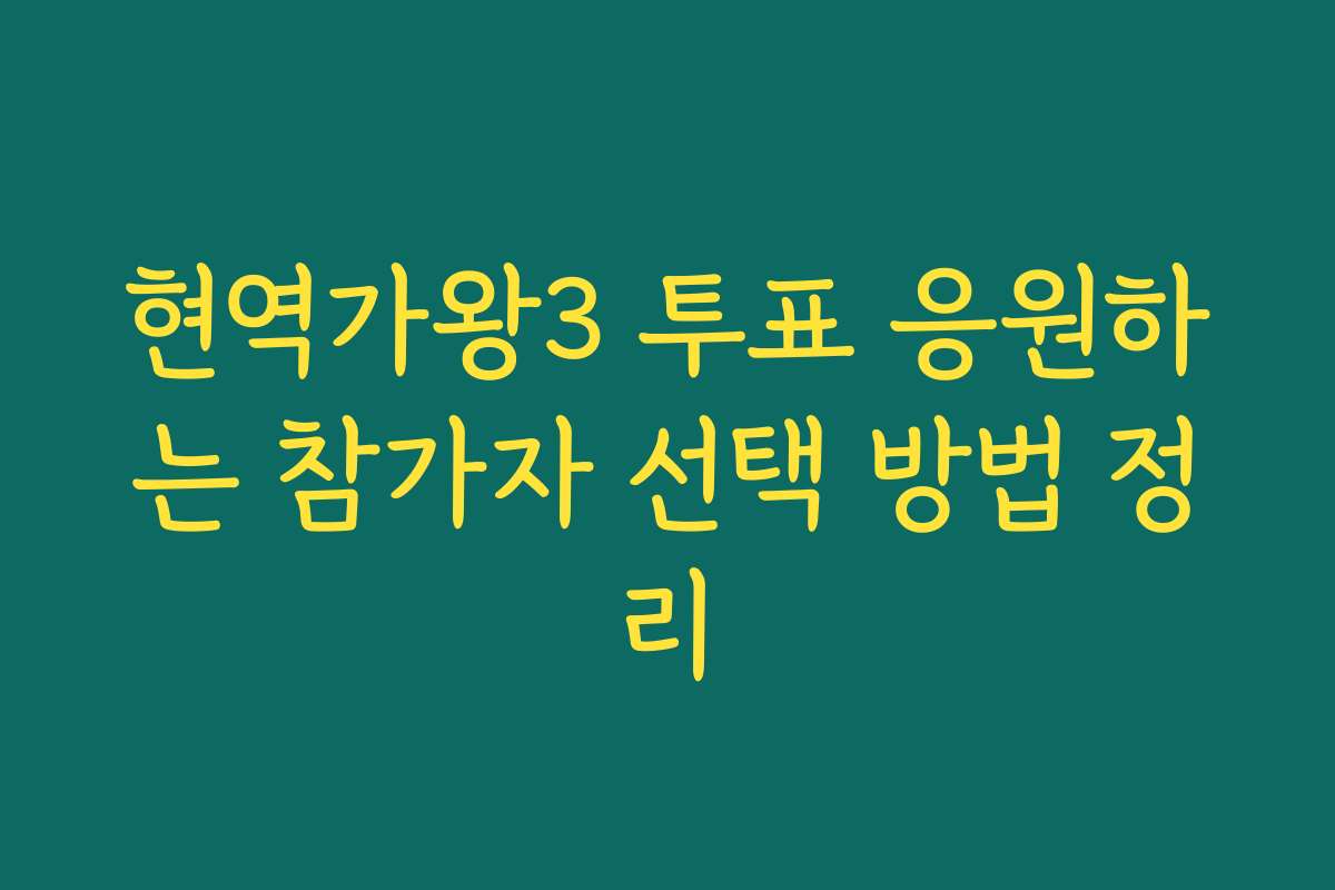 현역가왕3 투표 응원하는 참가자 선택 방법 정리