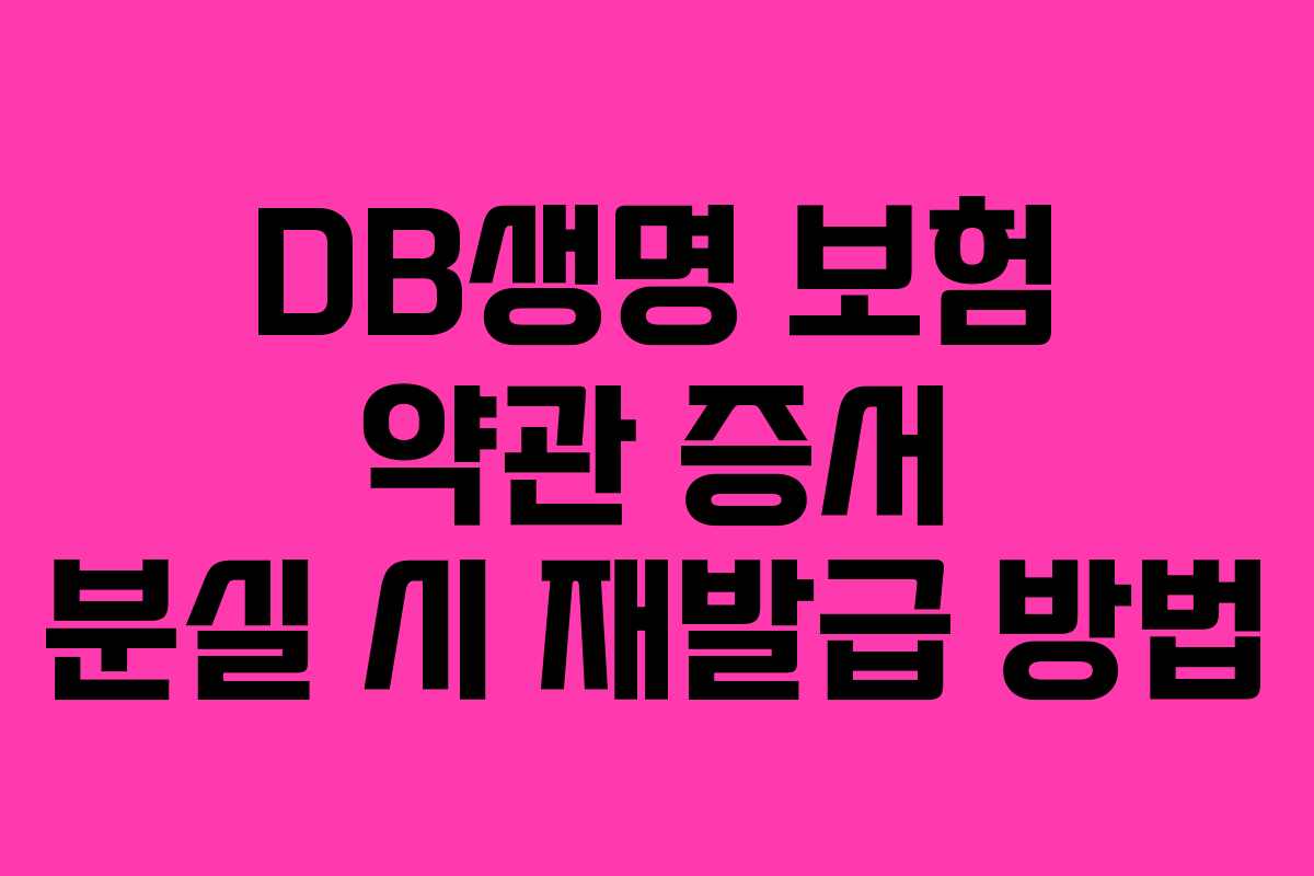 DB생명 보험 약관 증서 분실 시 재발급 방법