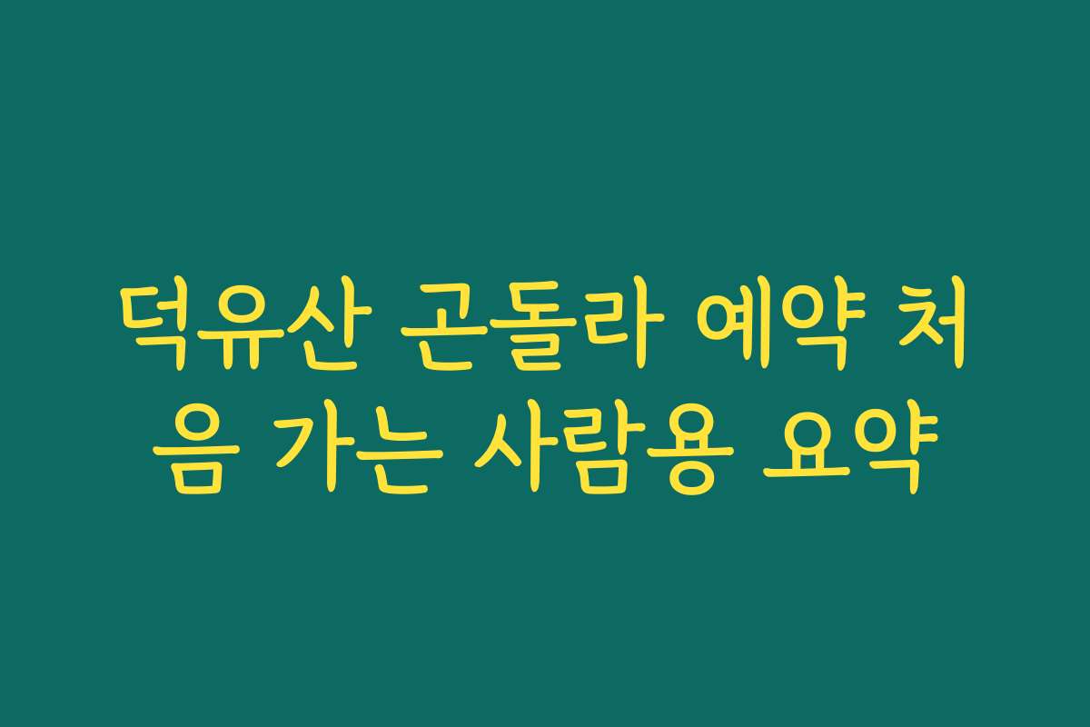 덕유산 곤돌라 예약 처음 가는 사람용 요약