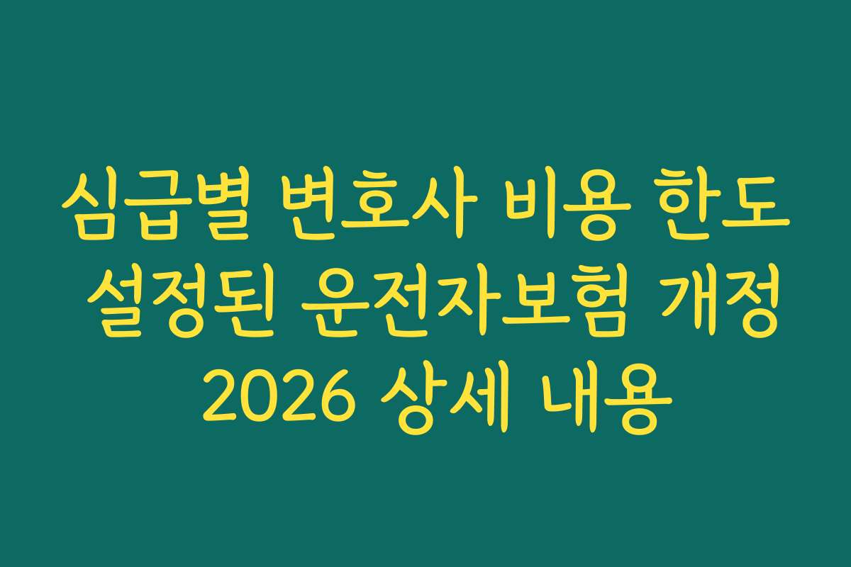 심급별 변호사 비용 한도 설정된 운전자보험 개정 2026 상세 내용