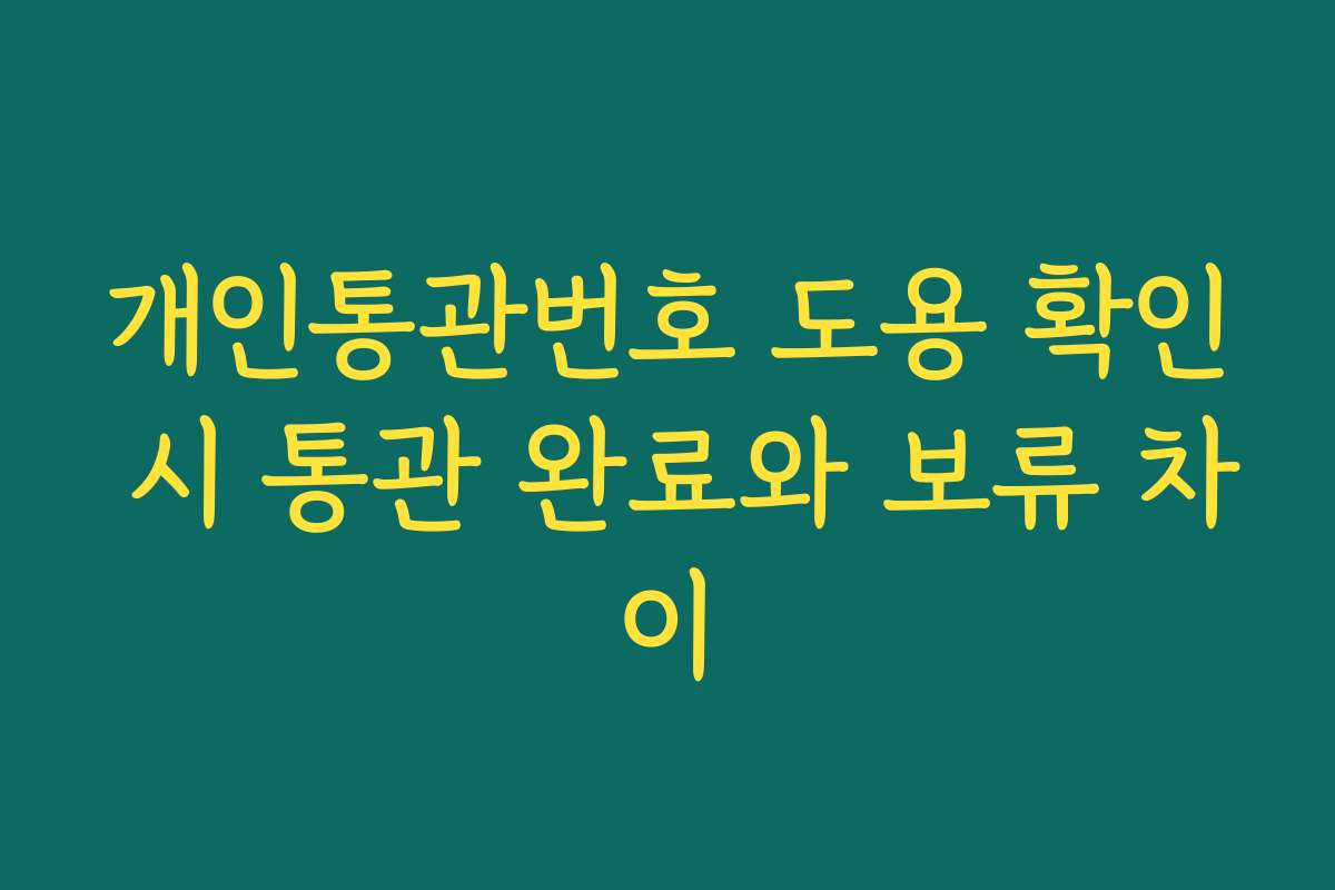 개인통관번호 도용 확인 시 통관 완료와 보류 차이