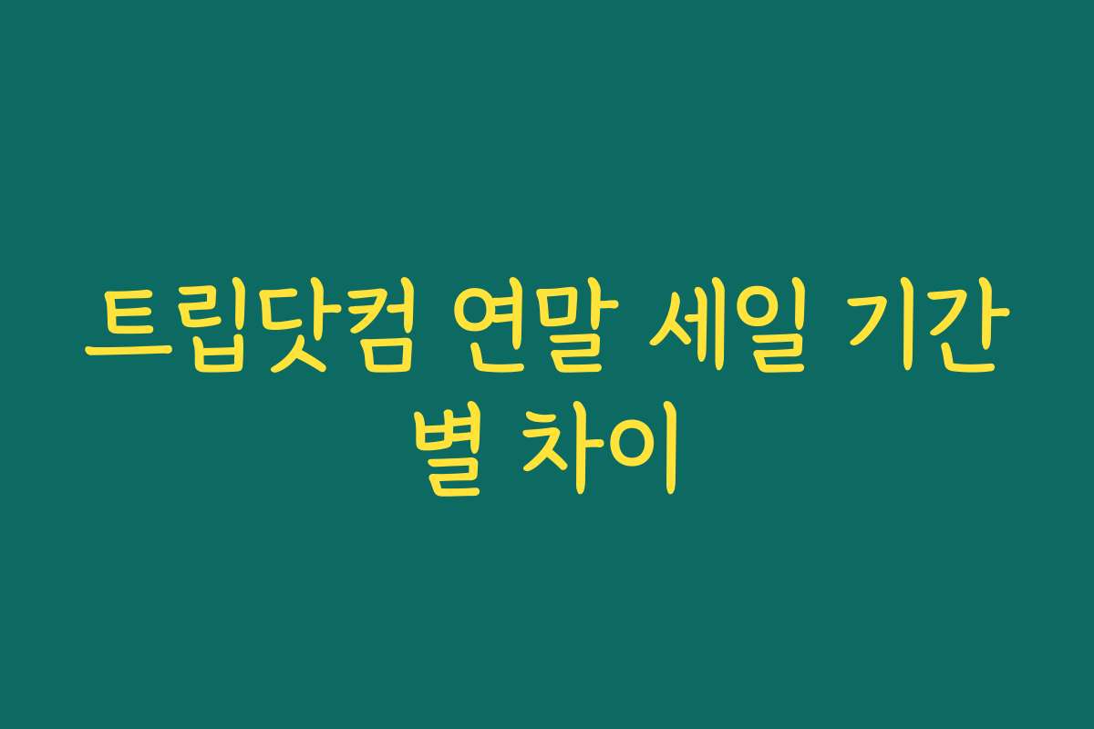 트립닷컴 연말 세일 기간별 차이