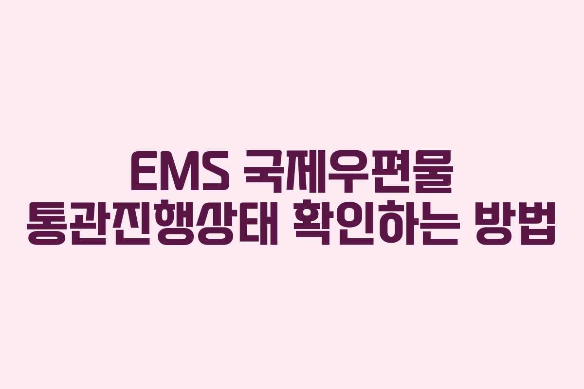 EMS 국제우편물 통관진행상태 확인하는 방법