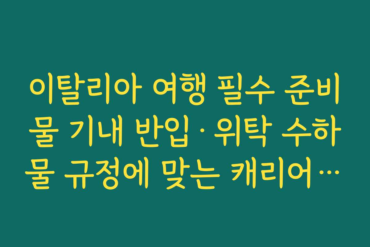 이탈리아 여행 필수 준비물 기내 반입·위탁 수하물 규정에 맞는 캐리어·백팩 선택법