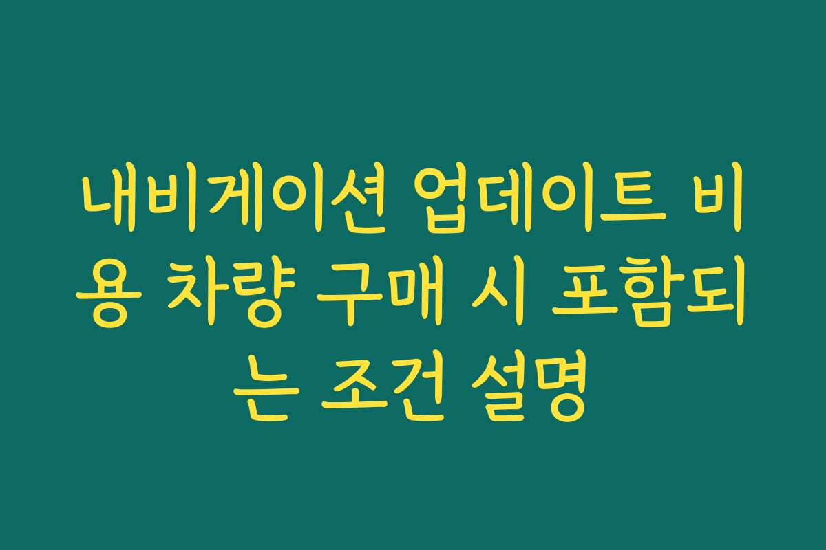 내비게이션 업데이트 비용 차량 구매 시 포함되는 조건 설명