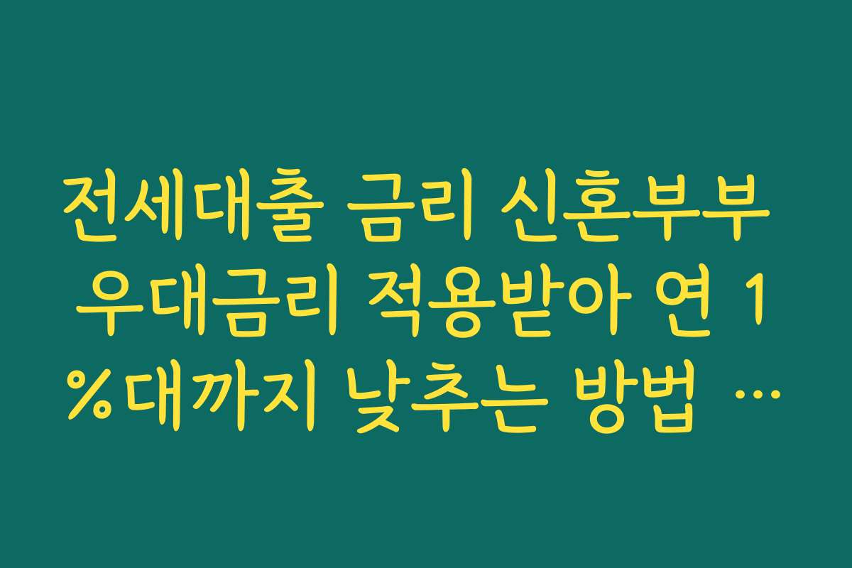 전세대출 금리 신혼부부 우대금리 적용받아 연 1%대까지 낮추는 방법 알아보기