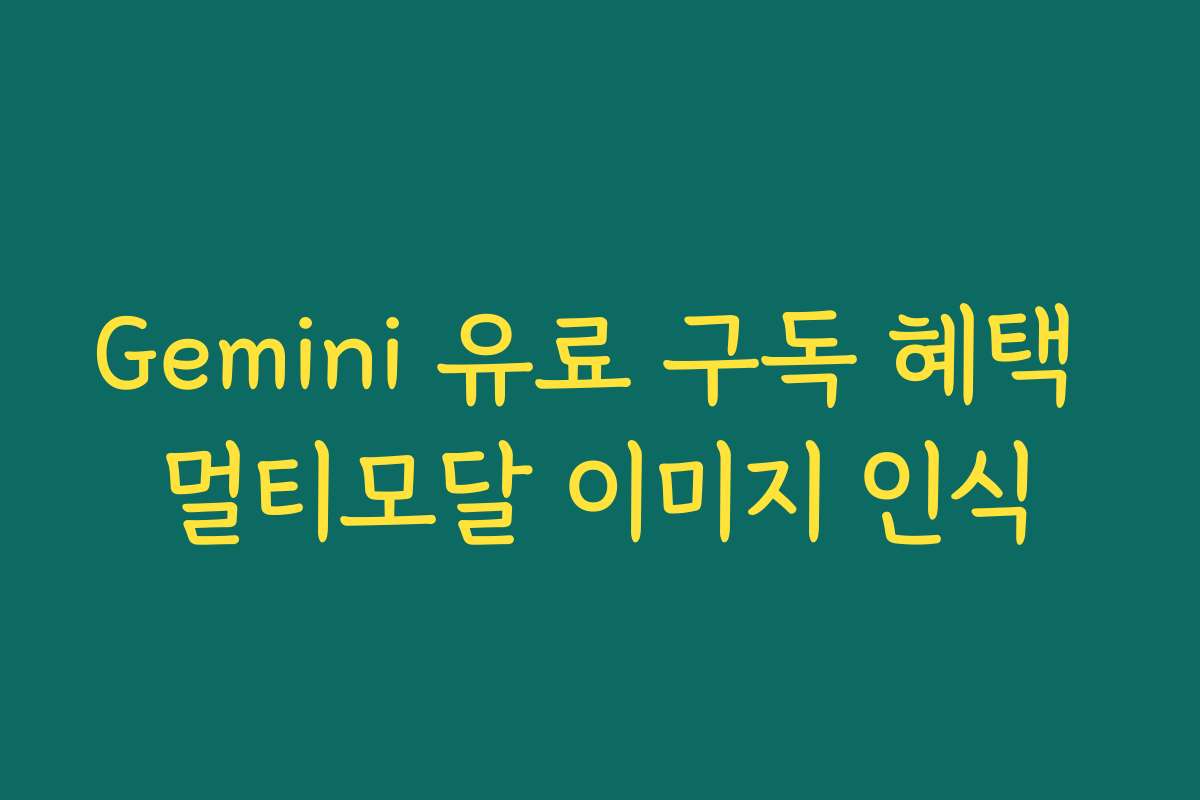 Gemini 유료 구독 혜택 멀티모달 이미지 인식