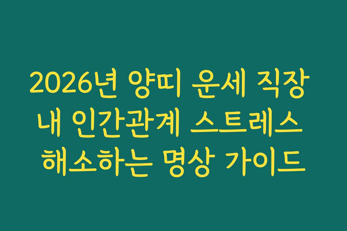 2026년 양띠 운세 직장 내 인간관계 스트레스 해소하는 명상 가이드