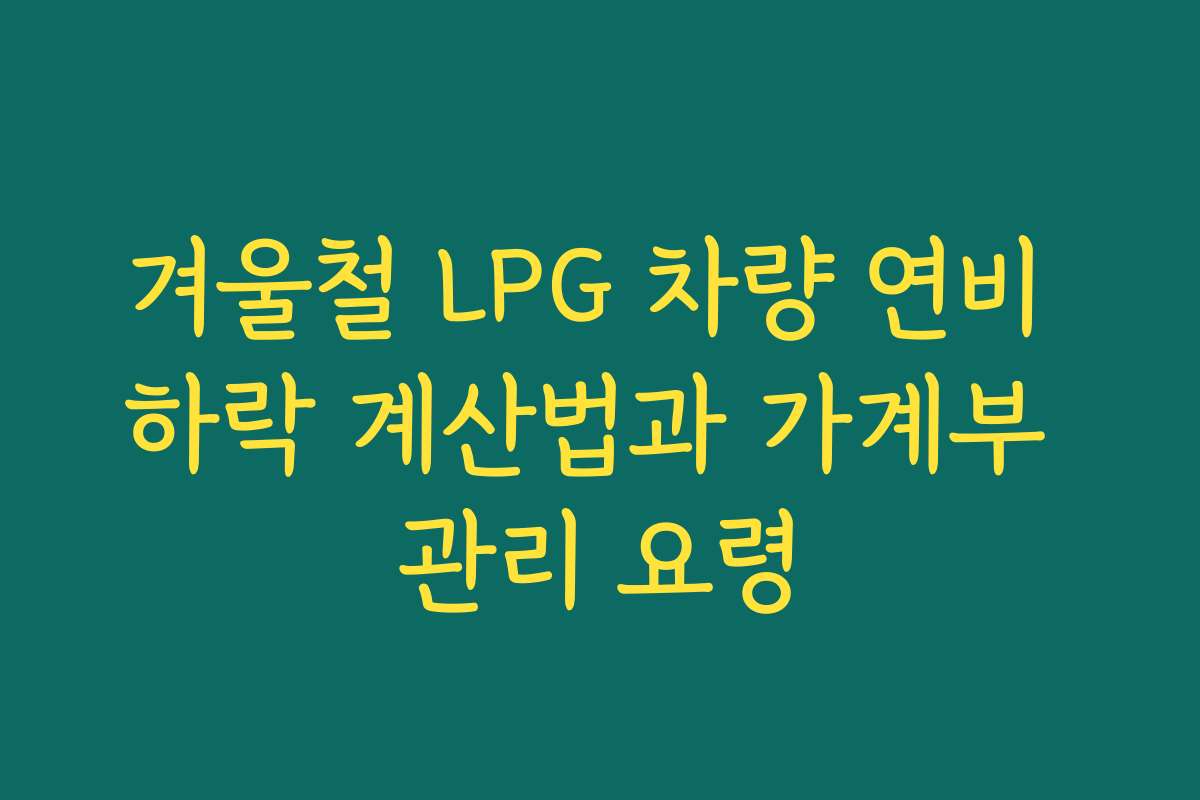 겨울철 LPG 차량 연비 하락 계산법과 가계부 관리 요령