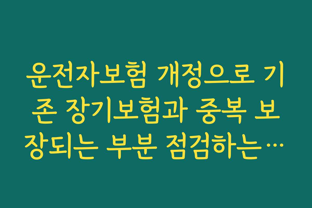운전자보험 개정으로 기존 장기보험과 중복 보장되는 부분 점검하는 방법