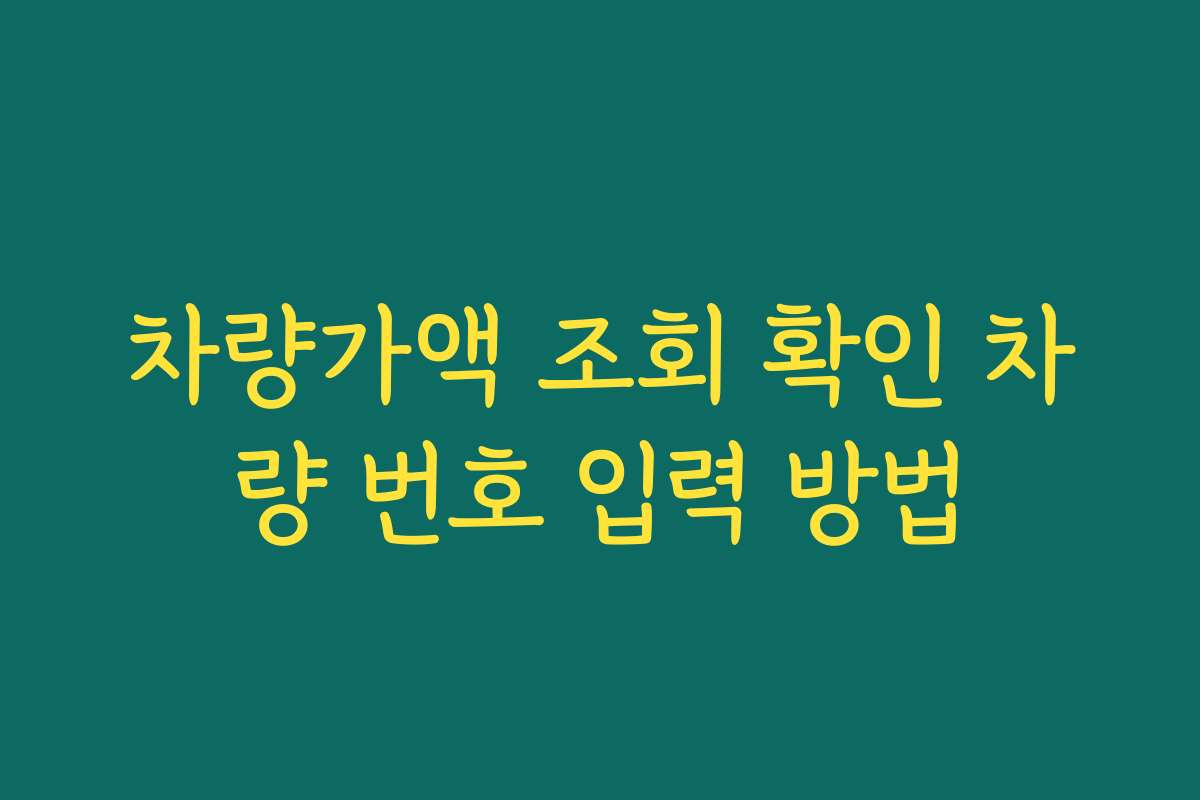 차량가액 조회 확인 차량 번호 입력 방법