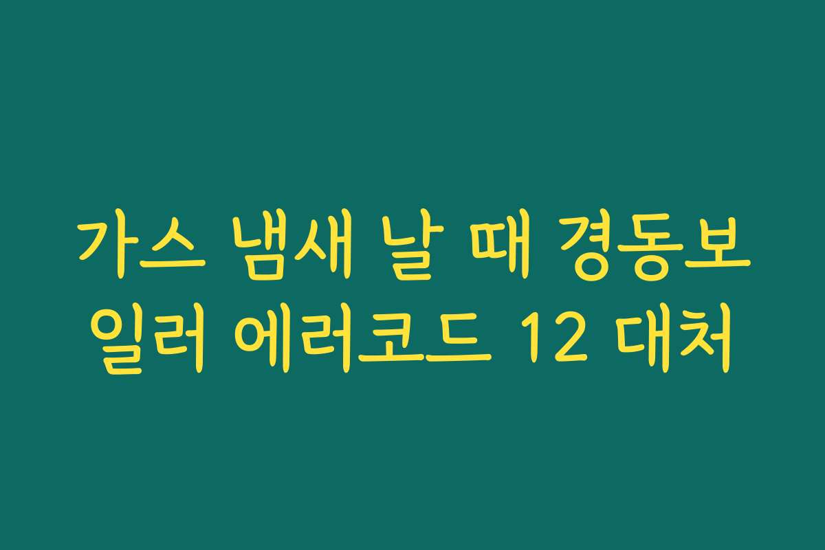 가스 냄새 날 때 경동보일러 에러코드 12 대처