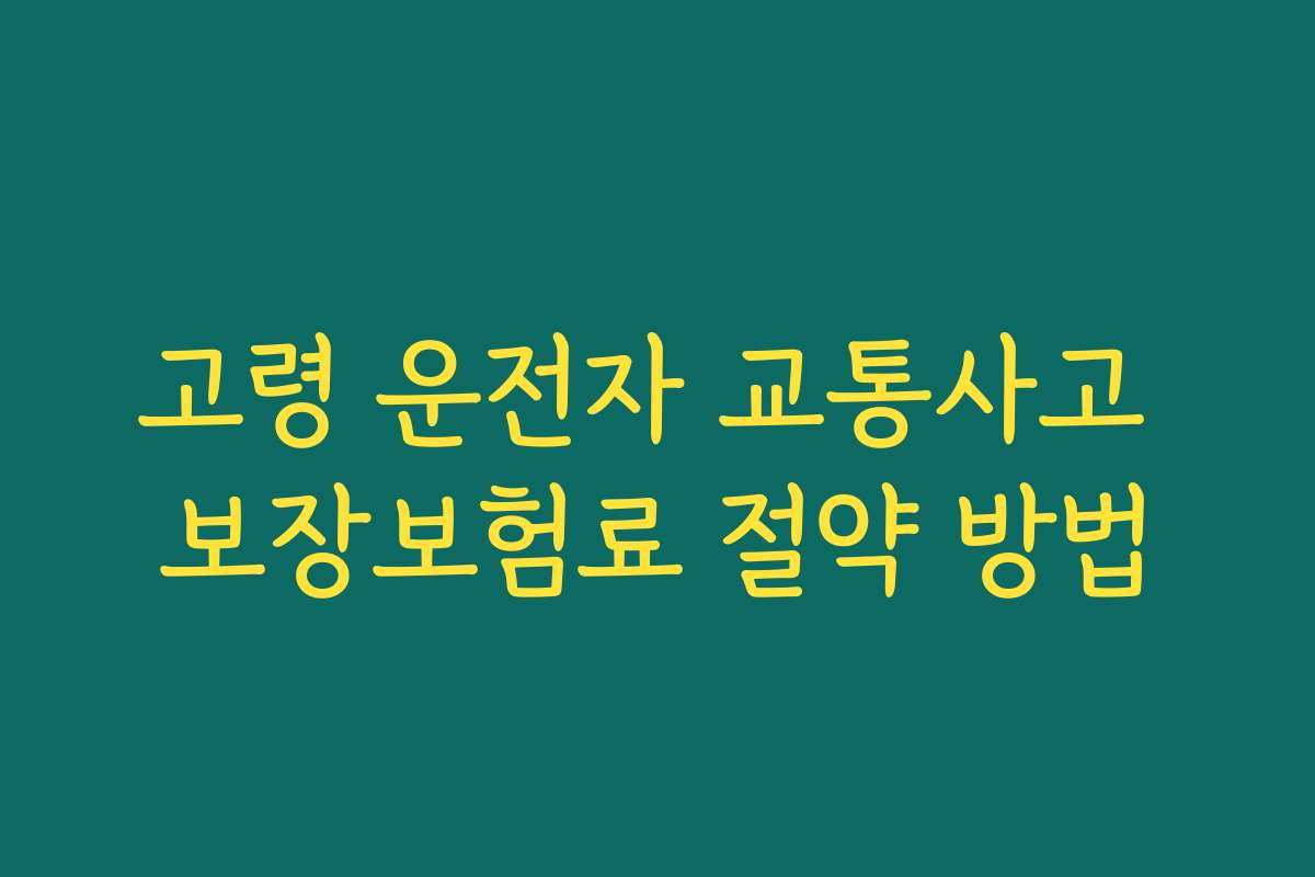 고령 운전자 교통사고 보장보험료 절약 방법