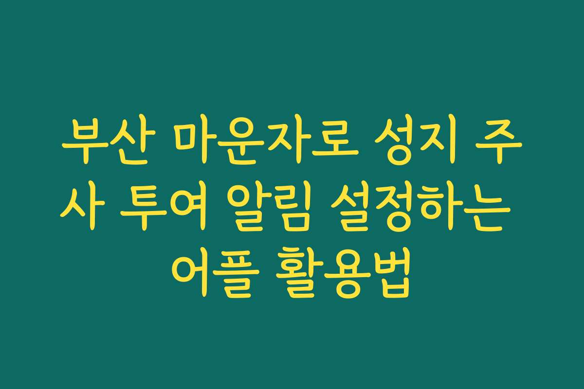 부산 마운자로 성지 주사 투여 알림 설정하는 어플 활용법