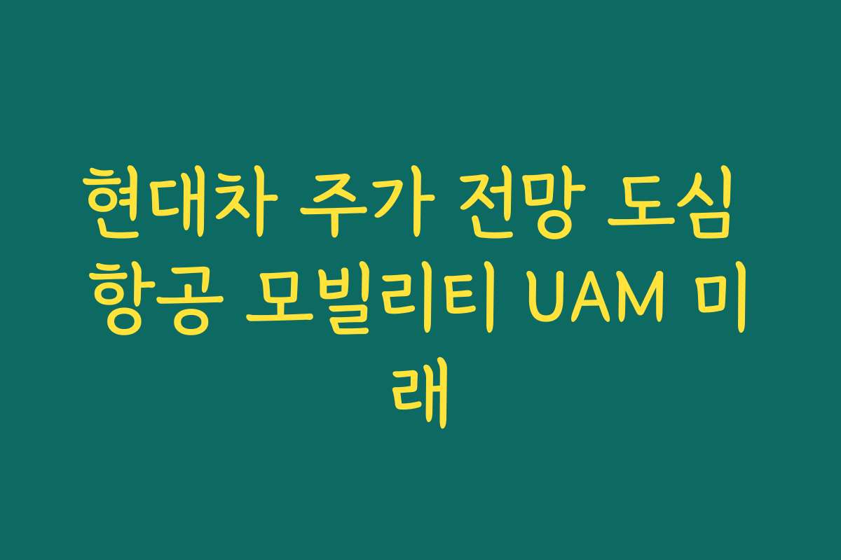 현대차 주가 전망 도심 항공 모빌리티 UAM 미래