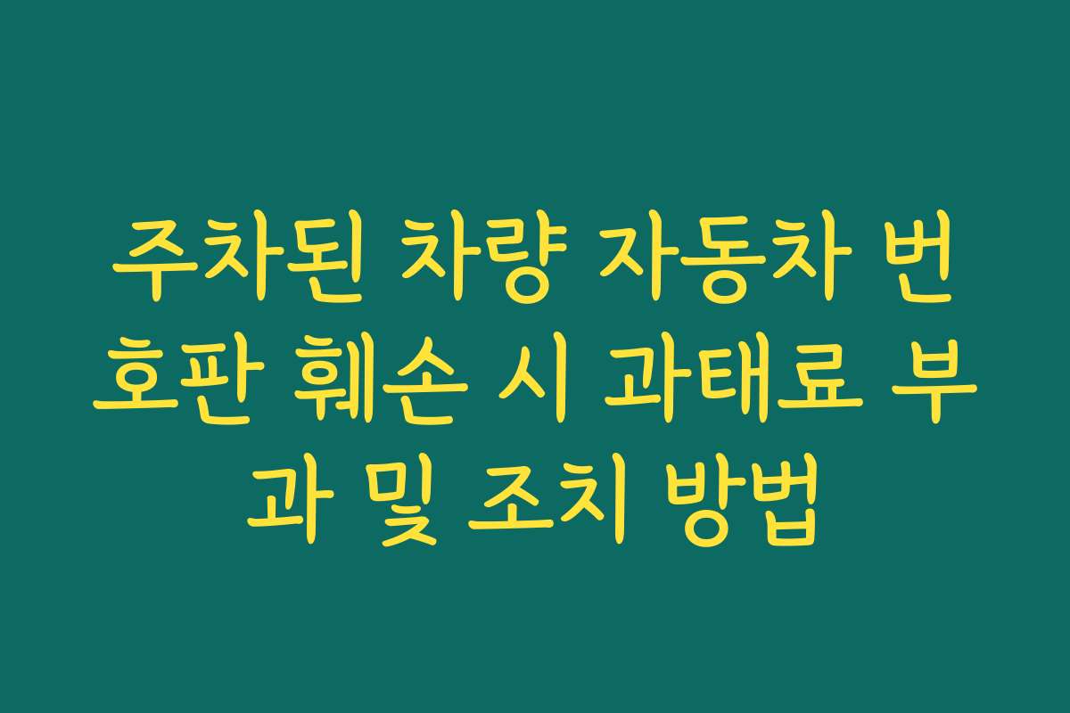 주차된 차량 자동차 번호판 훼손 시 과태료 부과 및 조치 방법