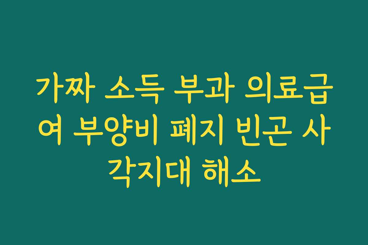 가짜 소득 부과 의료급여 부양비 폐지 빈곤 사각지대 해소