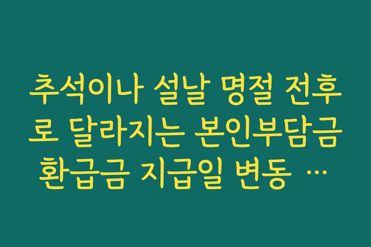 추석이나 설날 명절 전후로 달라지는 본인부담금환급금 지급일 변동 안내