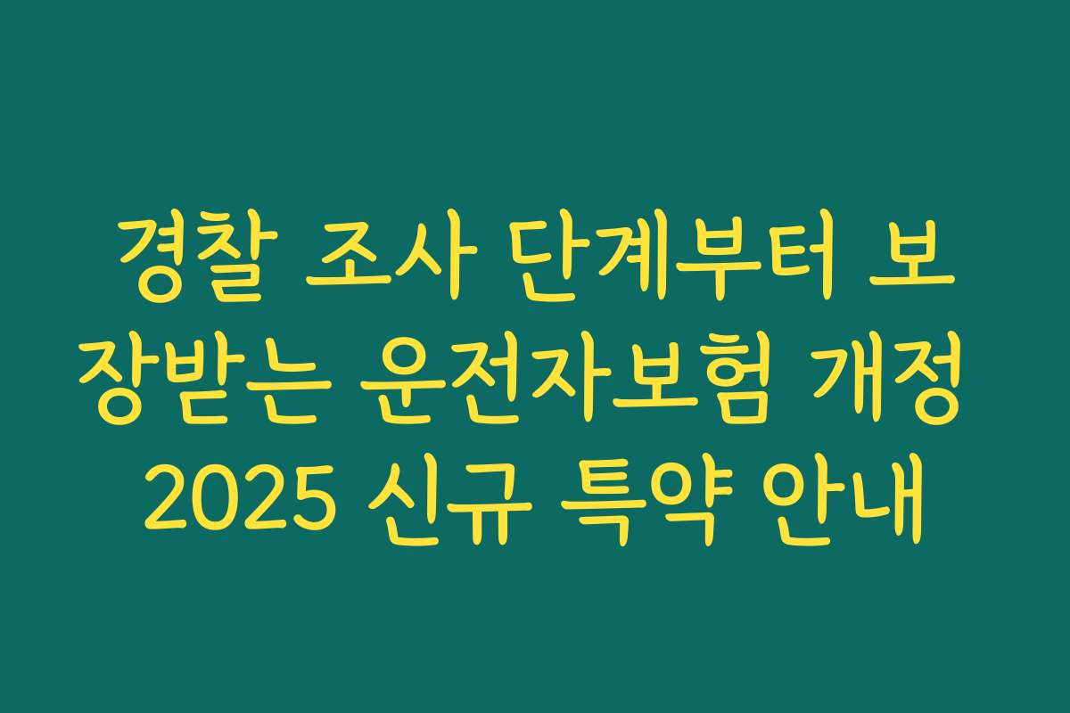경찰 조사 단계부터 보장받는 운전자보험 개정 2025 신규 특약 안내