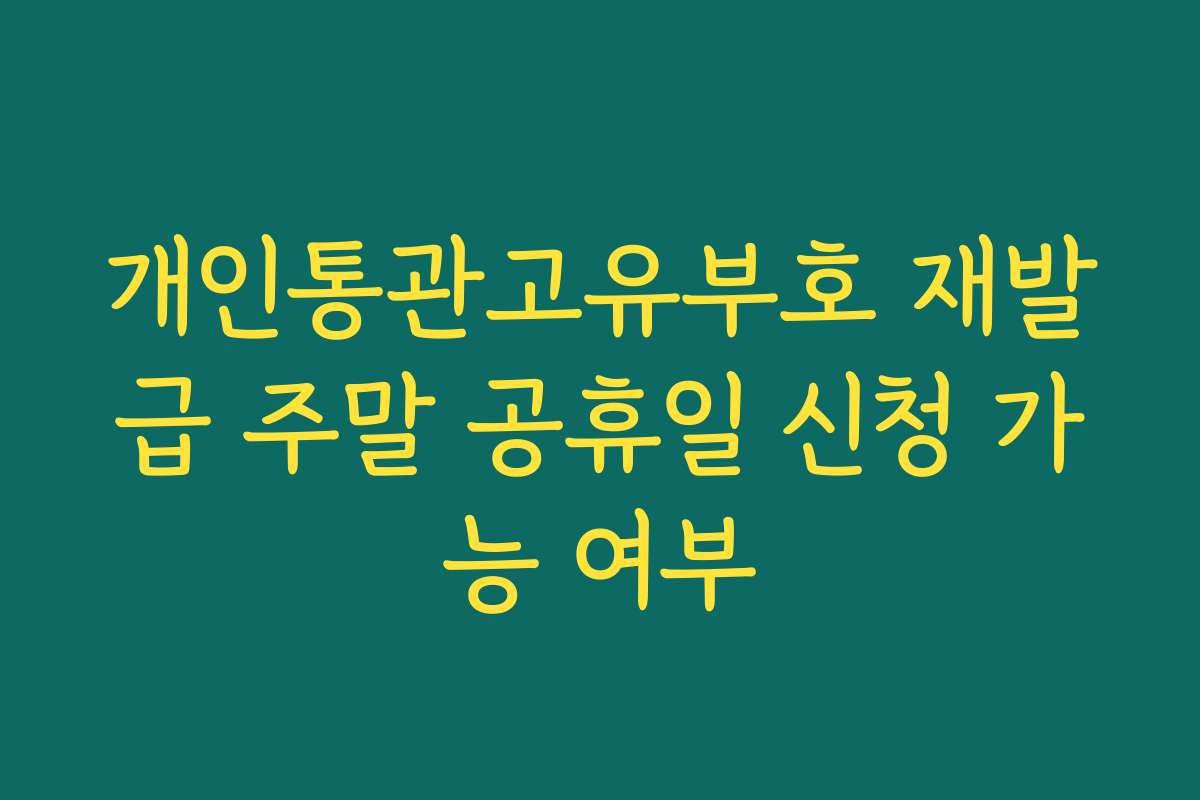 개인통관고유부호 재발급 주말 공휴일 신청 가능 여부