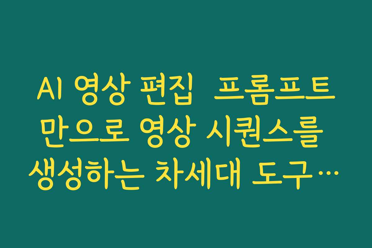 AI 영상 편집  프롬프트만으로 영상 시퀀스를 생성하는 차세대 도구 사용법 미리 익히기