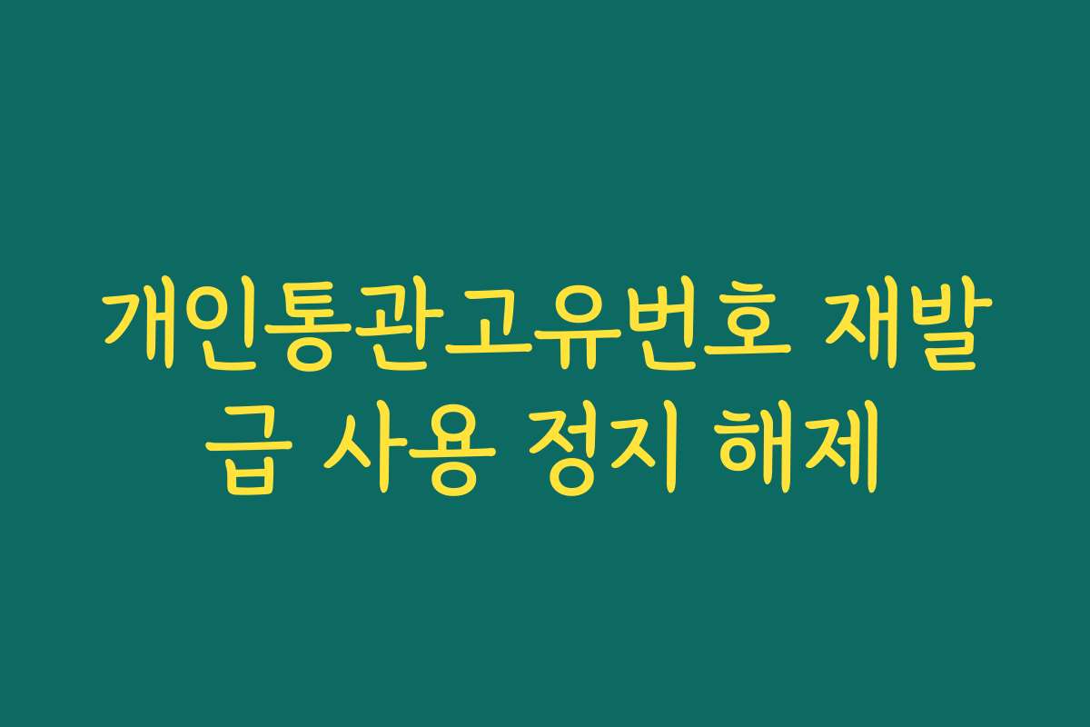 개인통관고유번호 재발급 사용 정지 해제
